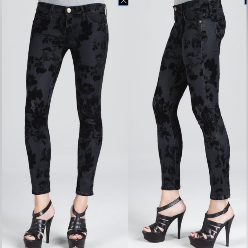 Current/Elliott The Low-Rise Skinny Ankle Jeans, Black Velvet Floral women  28